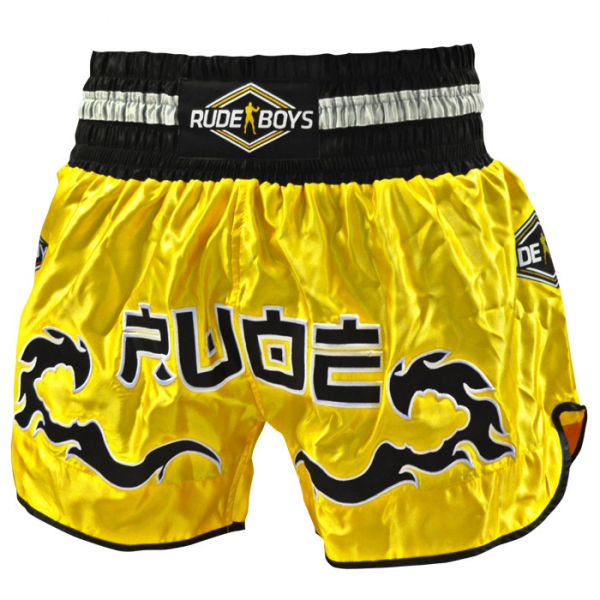 Rudeboys Shorts Kick Boxing Muay Thai Amarillo/Negro